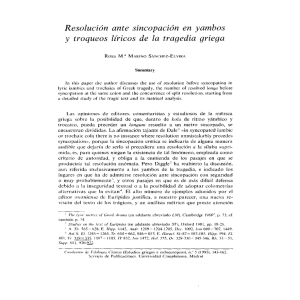 Resolución ante sincopación en yambos y troqueos líricos de la