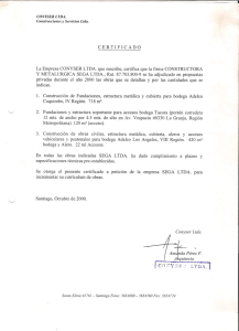 CERTIFICADO La Empresa CONYSER LTDA. que suscribe, certiﬁca