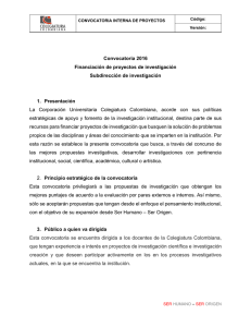 Convocatoria 2016 Financiación de proyectos de investigación