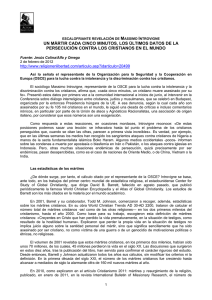 Un m&aacute;rtir cada cinco minutos, los &uacute;ltimos datos de la