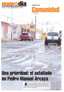 Una prioridad: el asfaltado en Pedro Manuel Arcaya