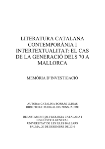 literatura catalana contemporània i intertextualitat: el cas de la