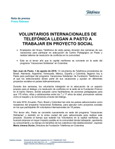 VOLUNTARIOS INTERNACIONALES DE TELEFÓNICA LLEGAN A