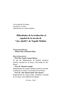 Dificultades de la traducción al español de la novela de “Jan Aljalili