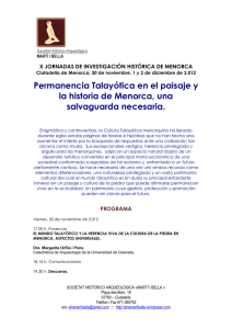 Permanencia Talayótica en el paisaje y la historia de Menorca, una