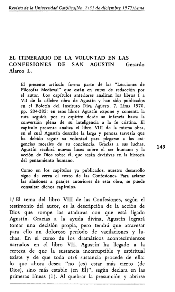 EL ITINERARIO DE LA VOLUNTAD EN LAS CONFESIONES DE EL ITINERARIO DE LA VOLUNTAD EN LAS CONFESIONES DE