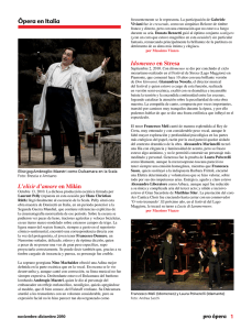 Ópera en Italia L`elisir d`amore en Milán Idomeneo en Stresa