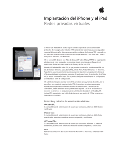 Implantación del iPhone y el iPad Redes privadas virtuales