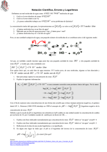 Notación Científica, Errores y Logaritmos H O moles litro 1`0·10