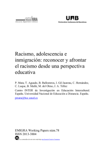 Racismo, adolescencia e inmigraci&oacute;n