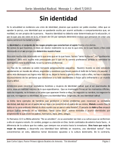 Serie: Identidad Radical. Mensaje 1 – Abril 7/2013