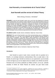 Axel Honneth y el renacimiento de la Teoría Crítica