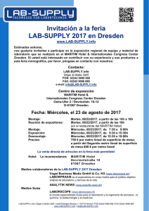 Invitación a la feria LAB-SUPPLY 2017 en Dresden, el 23. de agosto