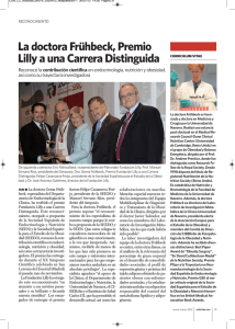 La doctora Frühbeck, Premio Lilly a una Carrera Distinguida