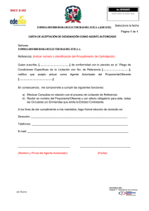 carta de aceptación de designación como agente autorizado