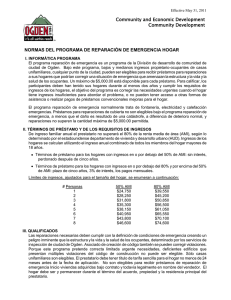 NORMAS DEL PROGRAMA DE REPARACIÓN DE EMERGENCIA