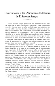 Obervaciones en las "Narraciones folklóricas" de F. Arocena Arregui