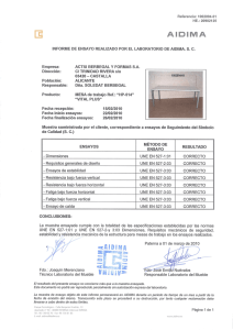 INFORME DE ENSAYO REALIZADO POR EL LABORATORIO DE