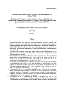 decree of the president of the council of ministers 8 july 2003