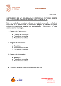 NORMATIVA. Instrucción de la concejalía de Personas Mayores