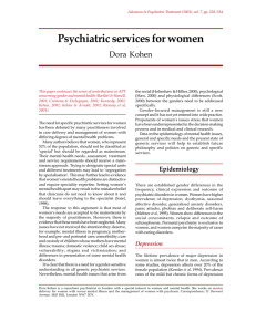 Psychiatric services for women in 2001