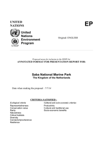 UNITED NATIONS United Nations Environment Program Saba