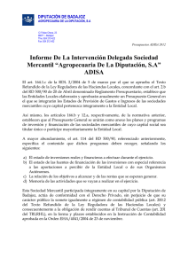 Informe De La Intervención Delegada Sociedad Mercantil