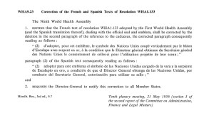 WHA9.23 Correction of the French and Spanish Texts of Resolution