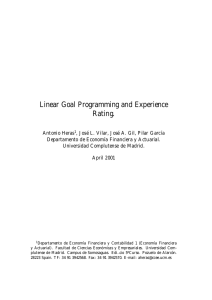 Linear Goal Programming and Experience Rating. - E
