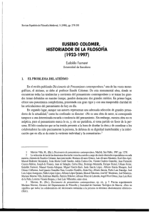 EUSEBIO COLOMER, HISTORIADOR DE LA FILOSOFIA ( 1923·1997)
