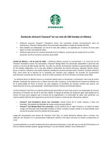 Starbucks ofrecerá Teavana® en sus más de 500 tiendas en México
