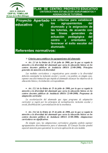 Proyecto educativo Apartado n) Referentes normativos: