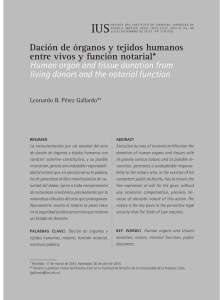 Dación de órganos y tejidos humanos entre vivos y función notarial