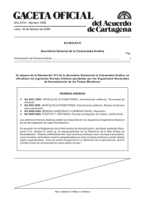 Gaceta Oficial 1699 - Oficialización de Normas Andinas