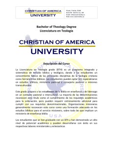 Bachelor of Theology Degree Espanol CAU 2013