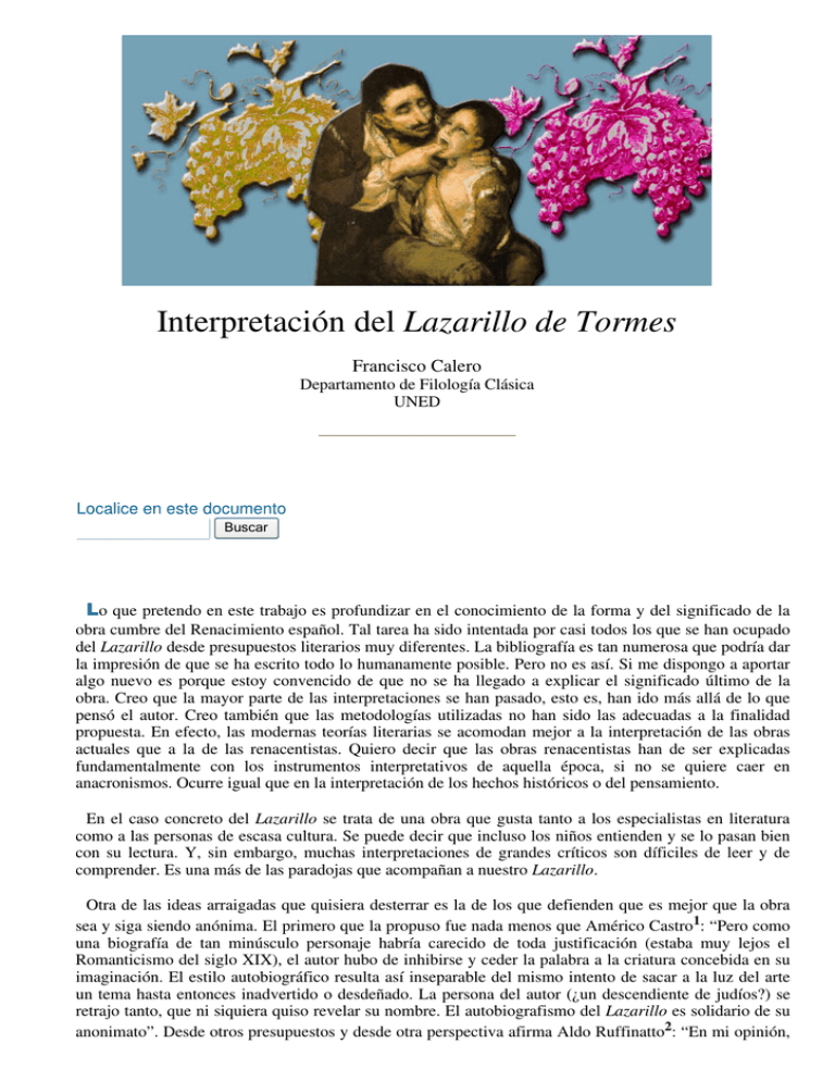 Interpretación Del Lazarillo De Tormes