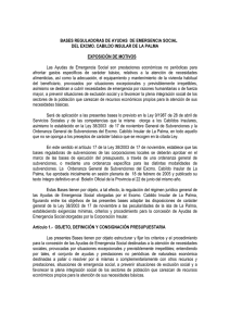 BASES REGULADORAS DE AYUDAS DE EMERGENCIA SOCIAL