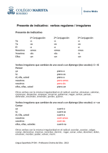 Presente de indicativo: verbos regulares / irregularesCOMENTE