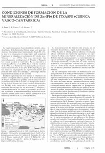 CONDICIONES DE FORMACIÓN DE LA MINERALIZACIÓN DE Zn