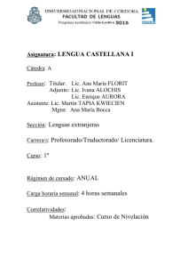 Lengua Castellana I - Facultad de Lenguas