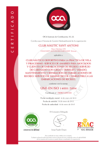 Certificado ISO 14001 - Club Nàutic Sant Antoni