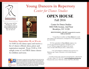 Young Dancers in Repertory Center for Dance Studies OPEN HOUSE