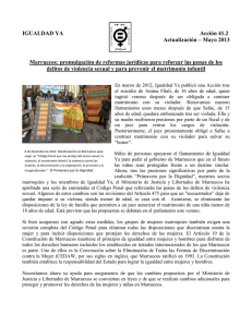 IGUALDAD YA Acción 41.2 Actualización – Mayo 2013 Marruecos