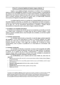 Tema 15. La situación lingüística de España. lenguas v dialectos.