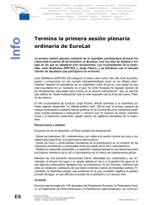 Termina la primera sesión plenaria ordinaria de EuroLat