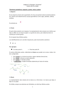 Términos primitivos: espacio, punto, recta y plano