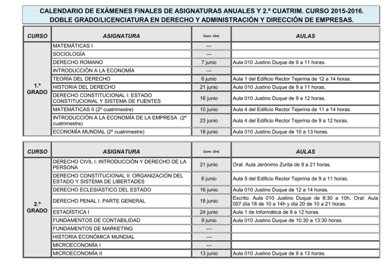 Fechas De Examen