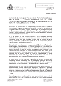 Intervención del Embajador Representante Permanente de España