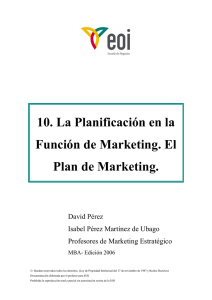 10. La Planificación en la Función de Marketing. El Plan de
