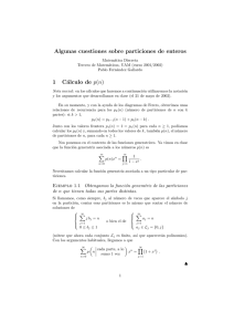 Algunas cuestiones sobre particiones de enteros 1 Cálculo de p(n)